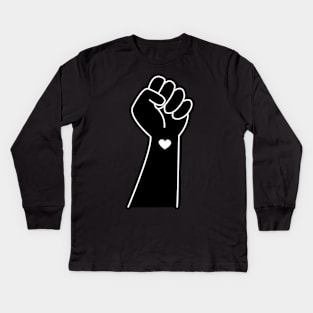 Hand symbol for black lives matter protest in USA to stop violence to black people. Fight for human right of Black People in U.S. America Kids Long Sleeve T-Shirt